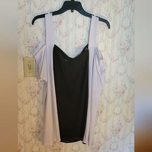 Slinky Brand Cutout Shoulder 1X Short Sleeve Black and White